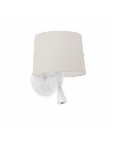 Aplique de pared Conga 64308-02 Faro lector blanco p.e27 ø215*160*ø190 beige, Lámparas modernas