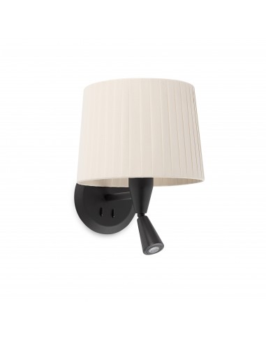 Aplique de pared Samba 64309-35 Faro lector negro p.encint e27 ø215*160*ø190 beige, Lámparas modernas